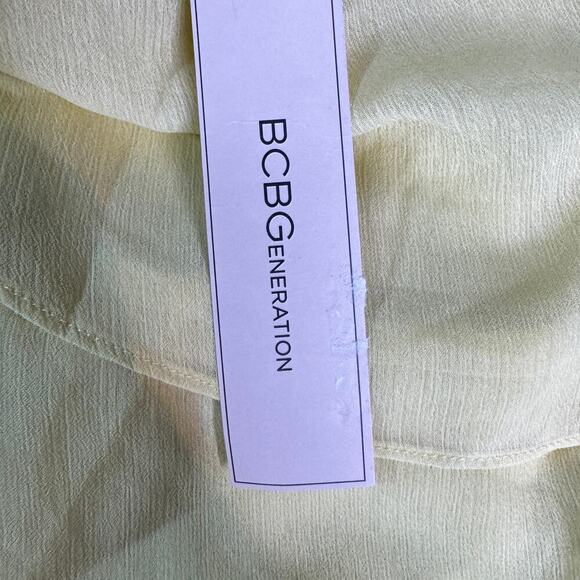 BCBGeneration Women's size Large Citrus Yellow Tiered Off Shoulder Blouse NWT - Picture 4 of 9